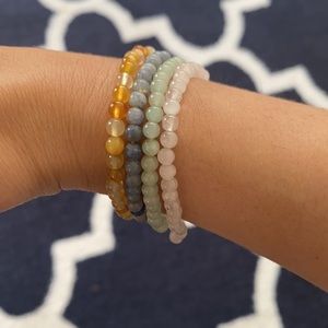 Glass Bead Bracelets, Set of 4, One Size